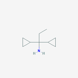 molecular formula C9H17N B2855831 1,1-Dicyclopropylpropan-1-amine CAS No. 2044902-40-9