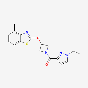 molecular formula C17H18N4O2S B2855837 (1-ethyl-1H-pyrazol-3-yl)(3-((4-methylbenzo[d]thiazol-2-yl)oxy)azetidin-1-yl)methanone CAS No. 1396861-95-2