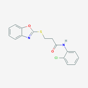 molecular formula C16H13ClN2O2S B285584 3-(1,3-benzoxazol-2-ylthio)-N-(2-chlorophenyl)propanamide 