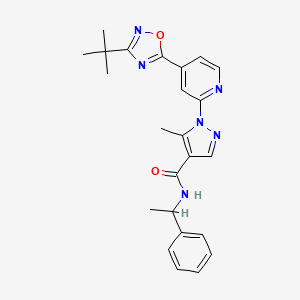 1-{4-[3-(tert-butyl)-1,2,4-oxadiazol-5-yl]-2-pyridyl}-5-methyl-N~4~-(1-phenylethyl)-1H-pyrazole-4-carboxamide