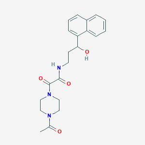 molecular formula C21H25N3O4 B2855854 2-(4-acetylpiperazin-1-yl)-N-(3-hydroxy-3-(naphthalen-1-yl)propyl)-2-oxoacetamide CAS No. 1421528-00-8