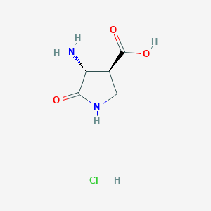 molecular formula C5H9ClN2O3 B2855855 (3S,4R)-4-Amino-5-oxopyrrolidine-3-carboxylic acid;hydrochloride CAS No. 1195187-23-5