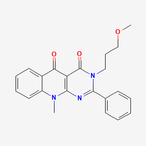 molecular formula C22H21N3O3 B2855856 3-(3-methoxypropyl)-10-methyl-2-phenylpyrimido[4,5-b]quinoline-4,5(3H,10H)-dione CAS No. 883957-12-8