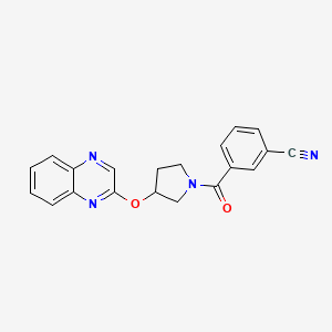 molecular formula C20H16N4O2 B2855860 3-[3-(Quinoxalin-2-yloxy)pyrrolidine-1-carbonyl]benzonitrile CAS No. 2097867-14-4