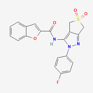 molecular formula C20H14FN3O4S B2855864 N-(2-(4-氟苯基)-5,5-二氧化-4,6-二氢-2H-噻吩并[3,4-c]吡唑-3-基)苯并呋喃-2-甲酰胺 CAS No. 893936-20-4