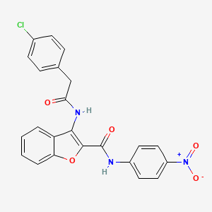 molecular formula C23H16ClN3O5 B2855869 3-(2-(4-chlorophenyl)acetamido)-N-(4-nitrophenyl)benzofuran-2-carboxamide CAS No. 887876-19-9