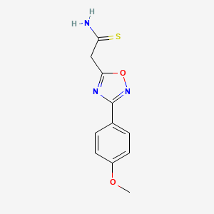 molecular formula C11H11N3O2S B2855870 2-[3-(4-Methoxyphenyl)-1,2,4-oxadiazol-5-yl]ethanethioamide CAS No. 1113111-28-6