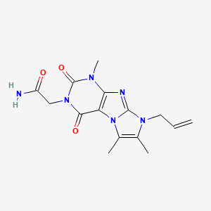 molecular formula C15H18N6O3 B2855871 2-(4,7,8-Trimethyl-1,3-dioxo-6-prop-2-enylpurino[7,8-a]imidazol-2-yl)acetamide CAS No. 878411-82-6