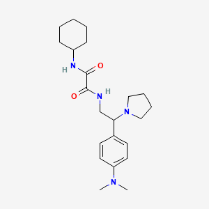 molecular formula C22H34N4O2 B2855878 N1-cyclohexyl-N2-(2-(4-(dimethylamino)phenyl)-2-(pyrrolidin-1-yl)ethyl)oxalamide CAS No. 899729-13-6