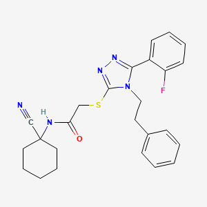 molecular formula C25H26FN5OS B2855882 N-(1-氰基环己基)-2-[[5-(2-氟苯基)-4-(2-苯乙基)-1,2,4-三唑-3-基]硫代]乙酰胺 CAS No. 851277-29-7