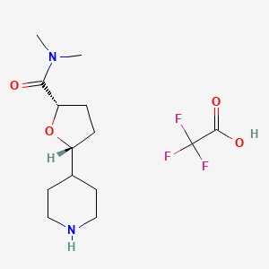 molecular formula C14H23F3N2O4 B2855888 (2S,5R)-N,N-Dimethyl-5-piperidin-4-yloxolane-2-carboxamide;2,2,2-trifluoroacetic acid CAS No. 2173999-65-8