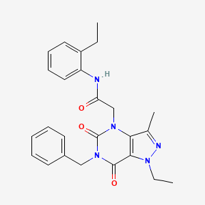 molecular formula C25H27N5O3 B2855889 2-(6-benzyl-1-ethyl-3-methyl-5,7-dioxo-1,5,6,7-tetrahydro-4H-pyrazolo[4,3-d]pyrimidin-4-yl)-N-(2-ethylphenyl)acetamide CAS No. 1189999-65-2