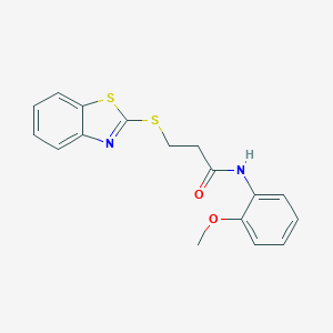 molecular formula C17H16N2O2S2 B285589 3-(1,3-benzothiazol-2-ylsulfanyl)-N-(2-methoxyphenyl)propanamide 
