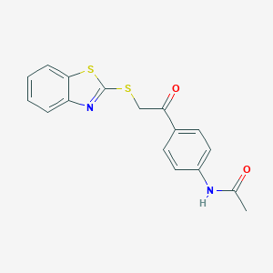molecular formula C17H14N2O2S2 B285590 N-{4-[(1,3-benzothiazol-2-ylsulfanyl)acetyl]phenyl}acetamide 