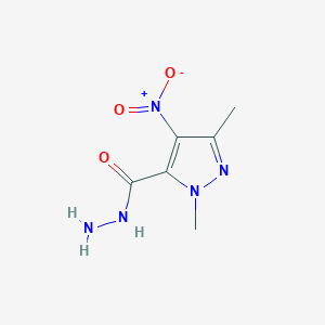 molecular formula C6H9N5O3 B2855905 1,3-dimethyl-4-nitro-1H-pyrazole-5-carbohydrazide CAS No. 263156-79-2