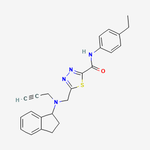 molecular formula C24H24N4OS B2855910 5-{[(2,3-dihydro-1H-inden-1-yl)(prop-2-yn-1-yl)amino]methyl}-N-(4-ethylphenyl)-1,3,4-thiadiazole-2-carboxamide CAS No. 1424268-16-5