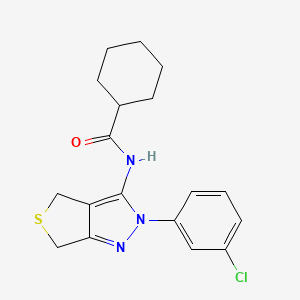 molecular formula C18H20ClN3OS B2855912 N-(2-(3-chlorophenyl)-4,6-dihydro-2H-thieno[3,4-c]pyrazol-3-yl)cyclohexanecarboxamide CAS No. 450340-49-5