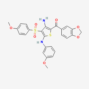 (3-Amino-5-((3-methoxyphenyl)amino)-4-((4-methoxyphenyl)sulfonyl)thiophen-2-yl)(benzo[d][1,3]dioxol-5-yl)methanone