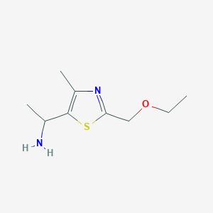 molecular formula C9H16N2OS B2855919 1-[2-(Ethoxymethyl)-4-methyl-1,3-thiazol-5-yl]ethan-1-amine CAS No. 1491006-67-7