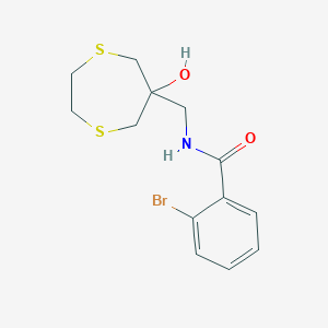 molecular formula C13H16BrNO2S2 B2855925 2-Bromo-N-[(6-hydroxy-1,4-dithiepan-6-yl)methyl]benzamide CAS No. 2415600-74-5