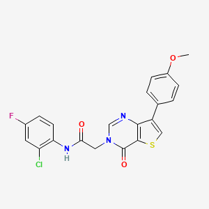 molecular formula C21H15ClFN3O3S B2855930 N-(2-chloro-4-fluorophenyl)-2-[7-(4-methoxyphenyl)-4-oxothieno[3,2-d]pyrimidin-3(4H)-yl]acetamide CAS No. 1207047-24-2