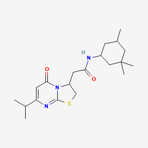 molecular formula C20H31N3O2S B2855935 2-(7-isopropyl-5-oxo-3,5-dihydro-2H-thiazolo[3,2-a]pyrimidin-3-yl)-N-(3,3,5-trimethylcyclohexyl)acetamide CAS No. 1013774-78-1