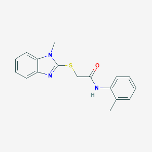 molecular formula C17H17N3OS B285595 2-[(1-methyl-1H-benzimidazol-2-yl)sulfanyl]-N-(2-methylphenyl)acetamide 