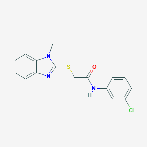 molecular formula C16H14ClN3OS B285596 N-(3-chlorophenyl)-2-[(1-methyl-1H-benzimidazol-2-yl)thio]acetamide 