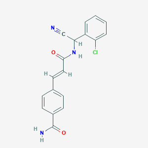 4-[(E)-3-[[(2-Chlorophenyl)-cyanomethyl]amino]-3-oxoprop-1-enyl]benzamide