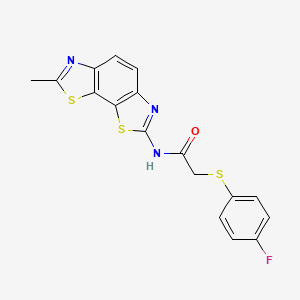 molecular formula C17H12FN3OS3 B2855978 2-(4-fluorophenyl)sulfanyl-N-(7-methyl-[1,3]thiazolo[4,5-g][1,3]benzothiazol-2-yl)acetamide CAS No. 895490-40-1