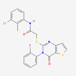 molecular formula C21H15ClFN3O2S2 B2855985 N-(3-chloro-2-methylphenyl)-2-{[3-(2-fluorophenyl)-4-oxo-3,4-dihydrothieno[3,2-d]pyrimidin-2-yl]sulfanyl}acetamide CAS No. 1260996-96-0