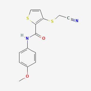 molecular formula C14H12N2O2S2 B2855995 3-[(cyanomethyl)sulfanyl]-N-(4-methoxyphenyl)-2-thiophenecarboxamide CAS No. 303150-88-1