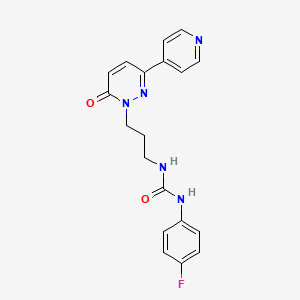 molecular formula C19H18FN5O2 B2856001 1-(4-fluorophenyl)-3-(3-(6-oxo-3-(pyridin-4-yl)pyridazin-1(6H)-yl)propyl)urea CAS No. 1105208-68-1