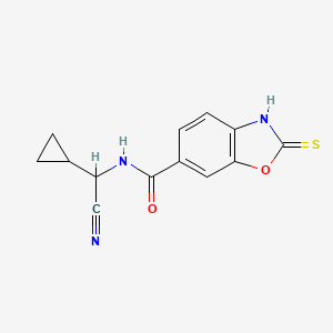 molecular formula C13H11N3O2S B2856011 N-[cyano(cyclopropyl)methyl]-2-sulfanyl-1,3-benzoxazole-6-carboxamide CAS No. 1808662-21-6