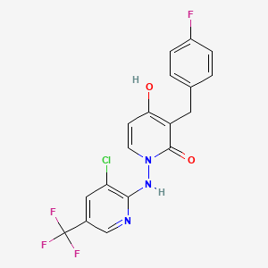 molecular formula C18H12ClF4N3O2 B2856021 1-{[3-chloro-5-(trifluoromethyl)-2-pyridinyl]amino}-3-(4-fluorobenzyl)-4-hydroxy-2(1H)-pyridinone CAS No. 478247-90-4