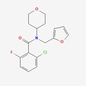 molecular formula C17H17ClFNO3 B2856025 2-chloro-6-fluoro-N-(furan-2-ylmethyl)-N-(tetrahydro-2H-pyran-4-yl)benzamide CAS No. 1448134-84-6