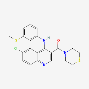 (6-Chloro-4-((3-(methylthio)phenyl)amino)quinolin-3-yl)(thiomorpholino)methanone