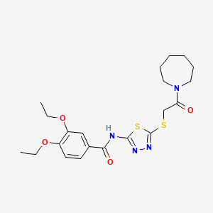 molecular formula C21H28N4O4S2 B2856038 N-(5-{[2-(azepan-1-yl)-2-oxoethyl]sulfanyl}-1,3,4-thiadiazol-2-yl)-3,4-diethoxybenzamide CAS No. 476466-64-5