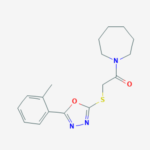 molecular formula C17H21N3O2S B285604 2-(1-Azepanyl)-2-oxoethyl 5-(2-methylphenyl)-1,3,4-oxadiazol-2-yl sulfide 