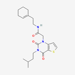 molecular formula C21H29N3O3S B2856040 N-[2-(cyclohex-1-en-1-yl)ethyl]-2-[3-(3-methylbutyl)-2,4-dioxo-3,4-dihydrothieno[3,2-d]pyrimidin-1(2H)-yl]acetamide CAS No. 1252929-11-5