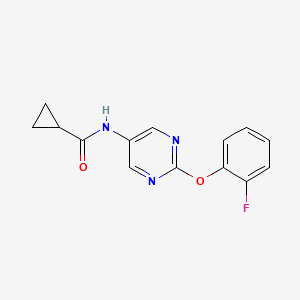 molecular formula C14H12FN3O2 B2856049 N-(2-(2-fluorophenoxy)pyrimidin-5-yl)cyclopropanecarboxamide CAS No. 1421454-36-5