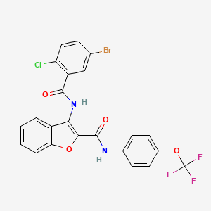 molecular formula C23H13BrClF3N2O4 B2856051 3-(5-bromo-2-chlorobenzamido)-N-(4-(trifluoromethoxy)phenyl)benzofuran-2-carboxamide CAS No. 888457-99-6
