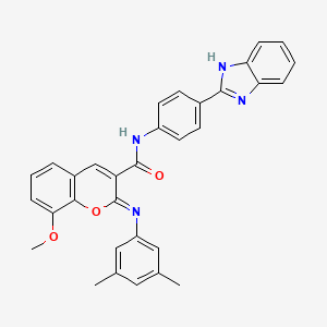 molecular formula C32H26N4O3 B2856057 (2Z)-N-[4-(1H-benzimidazol-2-yl)phenyl]-2-[(3,5-dimethylphenyl)imino]-8-methoxy-2H-chromene-3-carboxamide CAS No. 478342-89-1