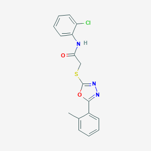 molecular formula C17H14ClN3O2S B285606 N-(2-chlorophenyl)-2-{[5-(2-methylphenyl)-1,3,4-oxadiazol-2-yl]sulfanyl}acetamide 