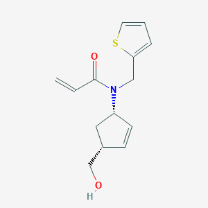 molecular formula C14H17NO2S B2856061 N-[(1S,4R)-4-(Hydroxymethyl)cyclopent-2-en-1-yl]-N-(thiophen-2-ylmethyl)prop-2-enamide CAS No. 2389442-05-9