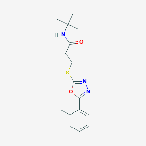 molecular formula C16H21N3O2S B285607 N-(tert-butyl)-3-{[5-(2-methylphenyl)-1,3,4-oxadiazol-2-yl]sulfanyl}propanamide 