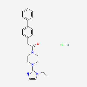 molecular formula C23H27ClN4O B2856074 2-([1,1'-biphenyl]-4-yl)-1-(4-(1-ethyl-1H-imidazol-2-yl)piperazin-1-yl)ethanone hydrochloride CAS No. 1190002-78-8