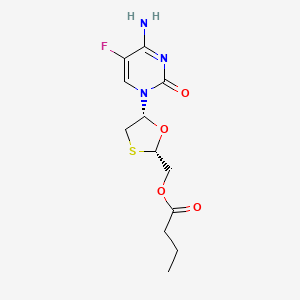 molecular formula C12H16FN3O4S B2856084 ((2S,5R)-5-(4-氨基-5-氟-2-氧代嘧啶-1(2H)-基)-1,3-氧硫杂环-2-基)甲基丁酸酯 CAS No. 143491-58-1