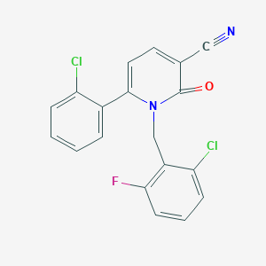 molecular formula C19H11Cl2FN2O B2856096 1-(2-Chloro-6-fluorobenzyl)-6-(2-chlorophenyl)-2-oxo-1,2-dihydro-3-pyridinecarbonitrile CAS No. 252059-16-8