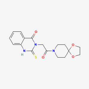 molecular formula C17H19N3O4S B2856097 3-[2-(1,4-dioxa-8-azaspiro[4.5]decan-8-yl)-2-oxoethyl]-2-sulfanylidene-1H-quinazolin-4-one CAS No. 422527-86-4
